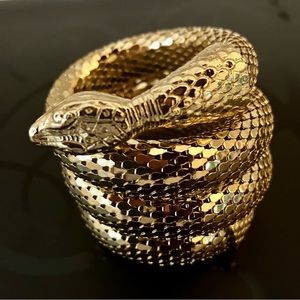 Rare NWT Whiting & Davis 3 Coil Gold Tone Mesh Serpent Bracelet